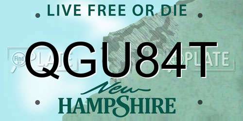 QGU84T New Hampshire License Plate