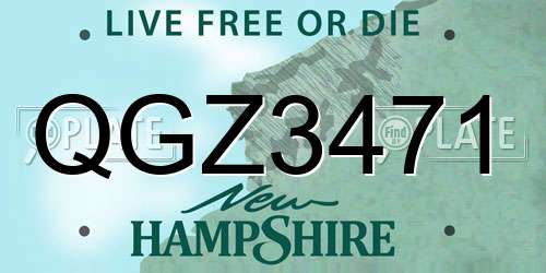 QGZ3471 New Hampshire License Plate