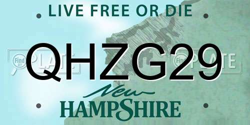 QHZG29 New Hampshire License Plate