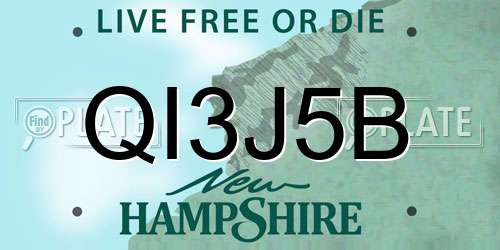 QI3J5B New Hampshire License Plate