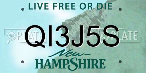 QI3J5S New Hampshire License Plate