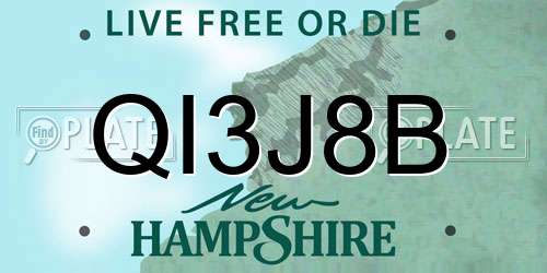 QI3J8B New Hampshire License Plate