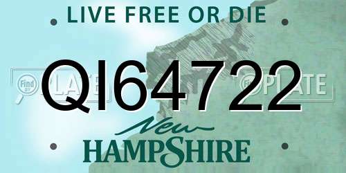 QI64722 New Hampshire License Plate