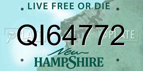 QI64772 New Hampshire License Plate