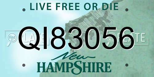 QI83056 New Hampshire License Plate