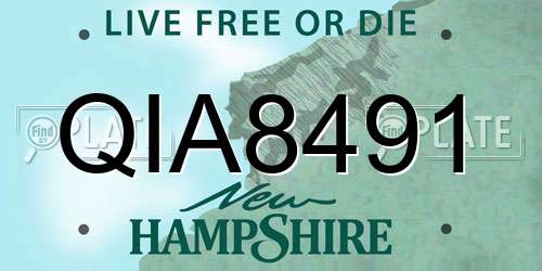 QIA8491 New Hampshire License Plate