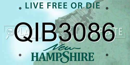 QIB3086 New Hampshire License Plate