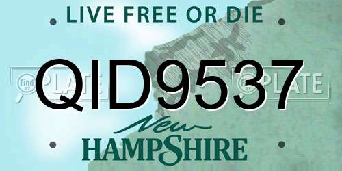 QID9537 New Hampshire License Plate