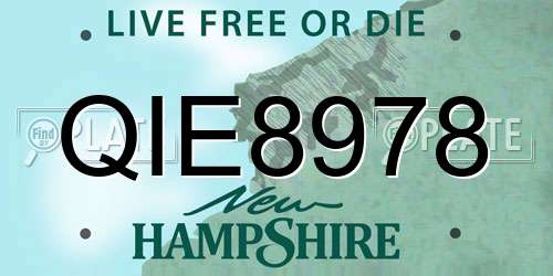 QIE8978 New Hampshire License Plate