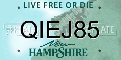 QIEJ85 New Hampshire License Plate