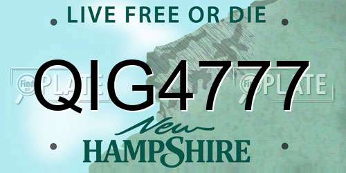 QIG4777 New Hampshire License Plate