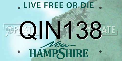 QIN138 New Hampshire License Plate