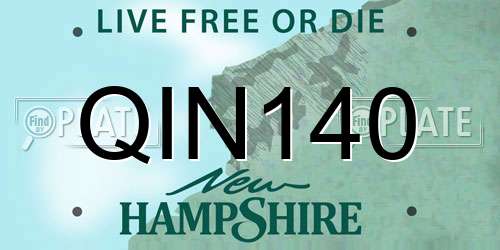 QIN140 New Hampshire License Plate