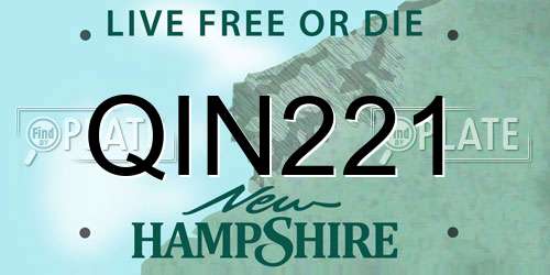 QIN221 New Hampshire License Plate