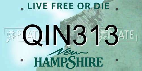 QIN313 New Hampshire License Plate