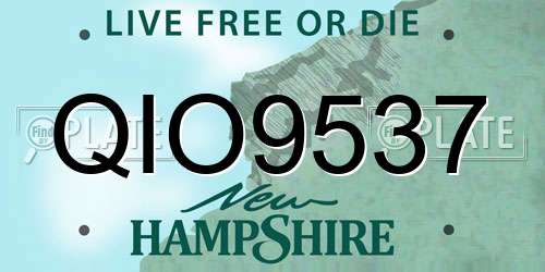 QIO9537 New Hampshire License Plate