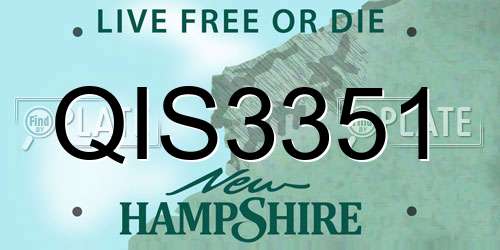 QIS3351 New Hampshire License Plate