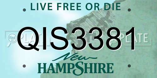 QIS3381 New Hampshire License Plate