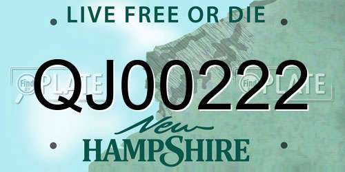QJ00222 New Hampshire License Plate