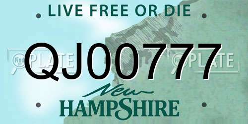 QJ00777 New Hampshire License Plate