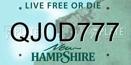 QJ0D777 New Hampshire License Plate