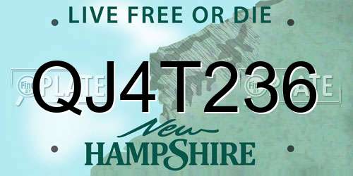 QJ4T236 New Hampshire License Plate