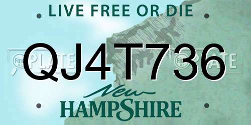 QJ4T736 New Hampshire License Plate