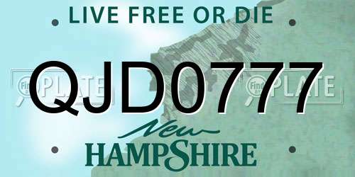 QJD0777 New Hampshire License Plate