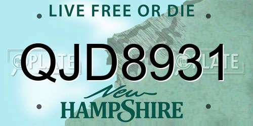 QJD8931 New Hampshire License Plate