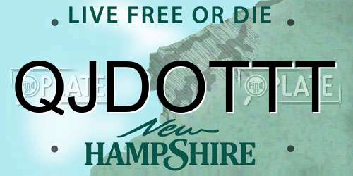 QJDOTTT New Hampshire License Plate