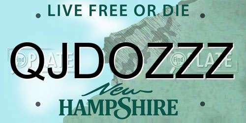 QJDOZZZ New Hampshire License Plate
