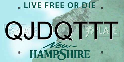 QJDQTTT New Hampshire License Plate