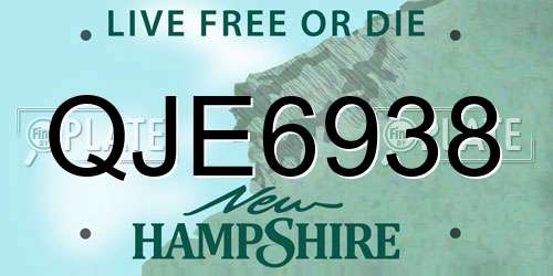 QJE6938 New Hampshire License Plate