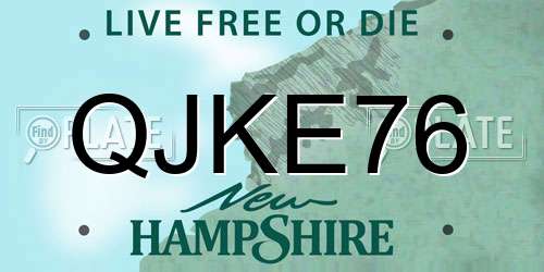 QJKE76 New Hampshire License Plate