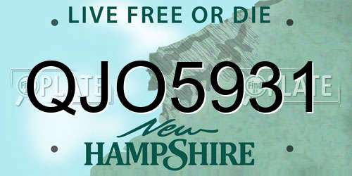 QJO5931 New Hampshire License Plate