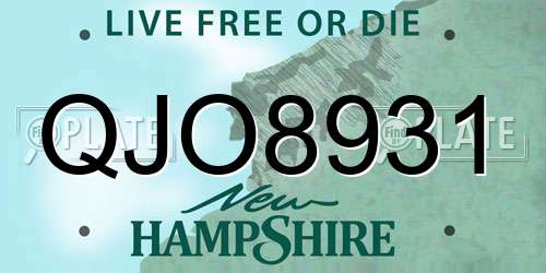 QJO8931 New Hampshire License Plate