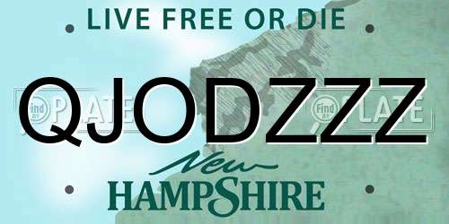 QJODZZZ New Hampshire License Plate