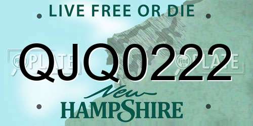 QJQ0222 New Hampshire License Plate