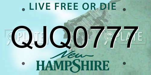 QJQ0777 New Hampshire License Plate