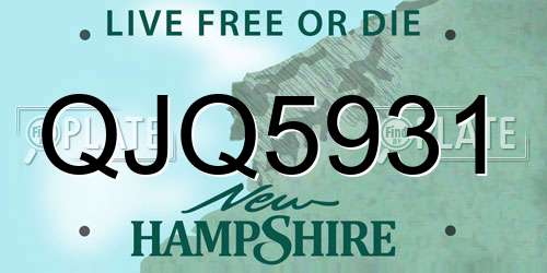QJQ5931 New Hampshire License Plate