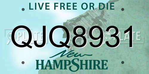 QJQ8931 New Hampshire License Plate