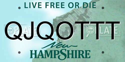QJQOTTT New Hampshire License Plate