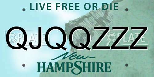 QJQQZZZ New Hampshire License Plate