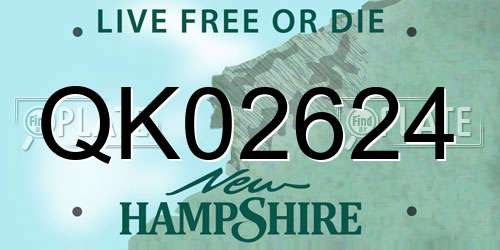 QK02624 New Hampshire License Plate