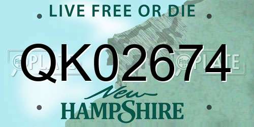 QK02674 New Hampshire License Plate