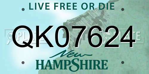 QK07624 New Hampshire License Plate