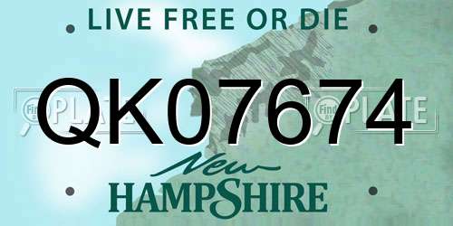 QK07674 New Hampshire License Plate
