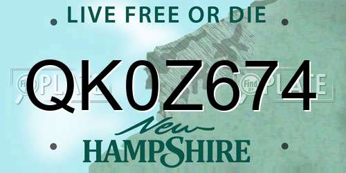 QK0Z674 New Hampshire License Plate