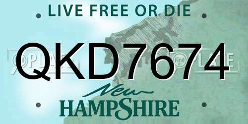 QKD7674 New Hampshire License Plate