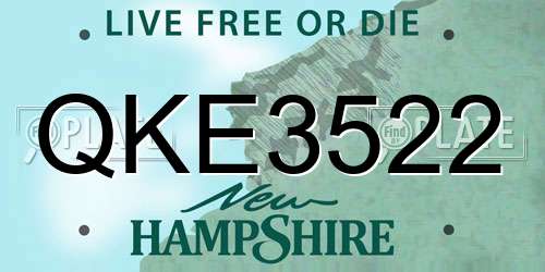 QKE3522 New Hampshire License Plate